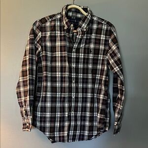 Ralph Lauren Boy’s Window panel Plaid Button-Down Shirt - Black, White & Purple